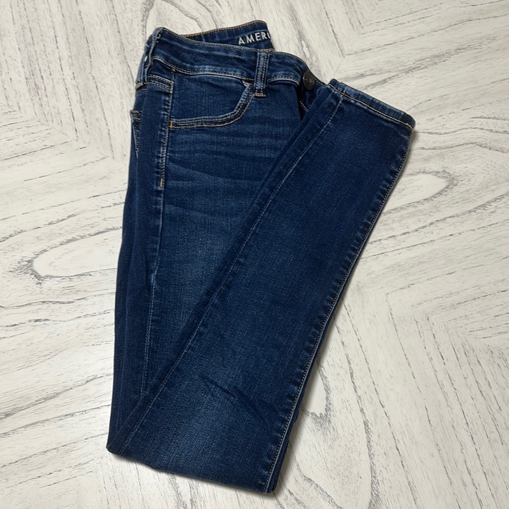 American Eagle Outfitters Dark Blue Skinny Jeans - Picture 2 of 5